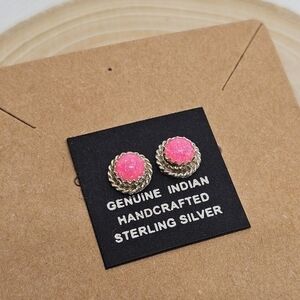 Handcrafted Sterling Silver Pink Earrings